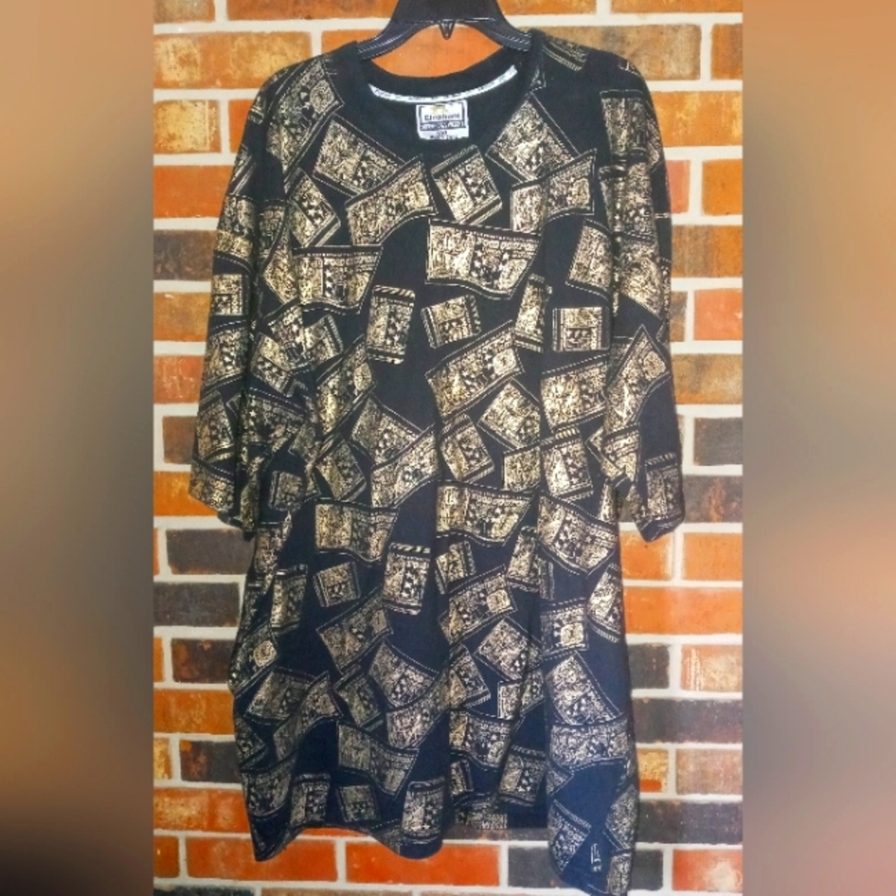 Elephant Men's Big & Tall Black/Gold Food Coupons Designed Size 3XL Heavy Shirt